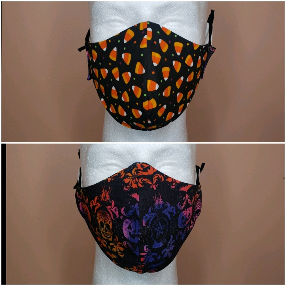 Face Mask Reusable Reversible Washable Halloween Candy Corn Print - Picture 2 of 8